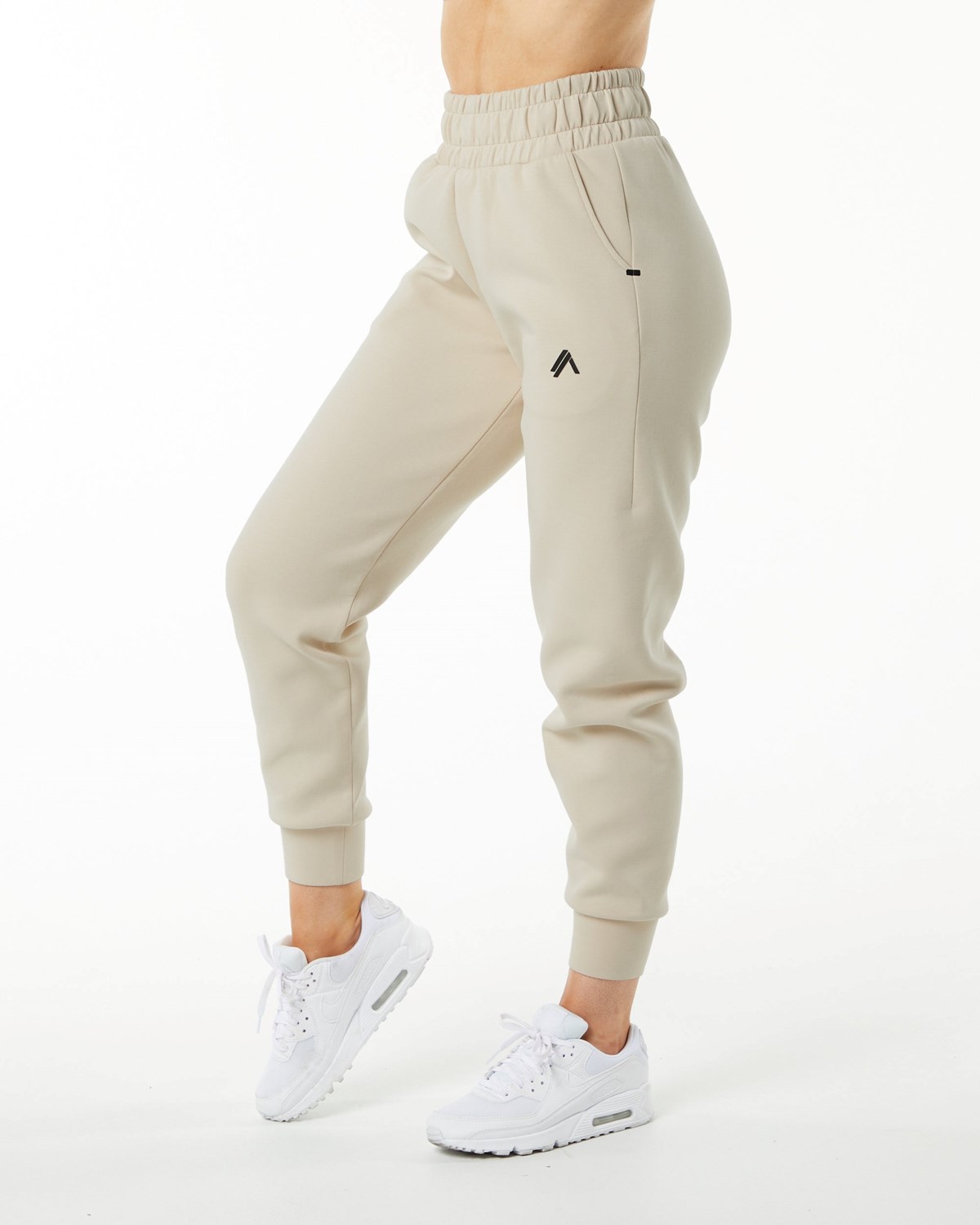 Alphalete Interlock Knit Cuffed Jogger Vanilla | SGEDP3956