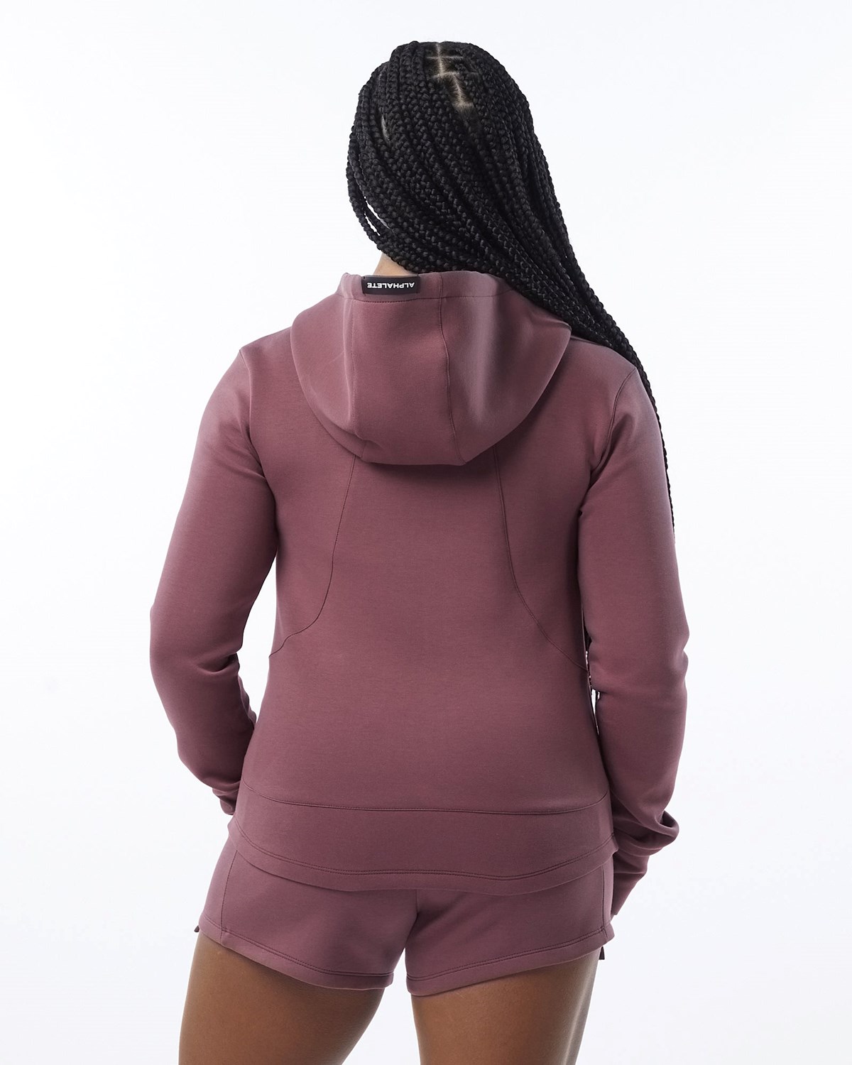 Alphalete Interlock Knit Full-Zip Hoodie Mauve | BCMFV7391