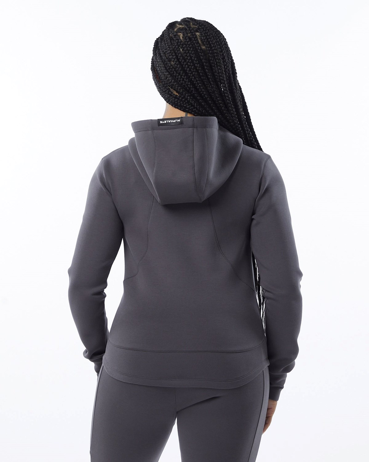 Alphalete Interlock Knit Full-Zip Hoodie Charcoal | DJRHY5312