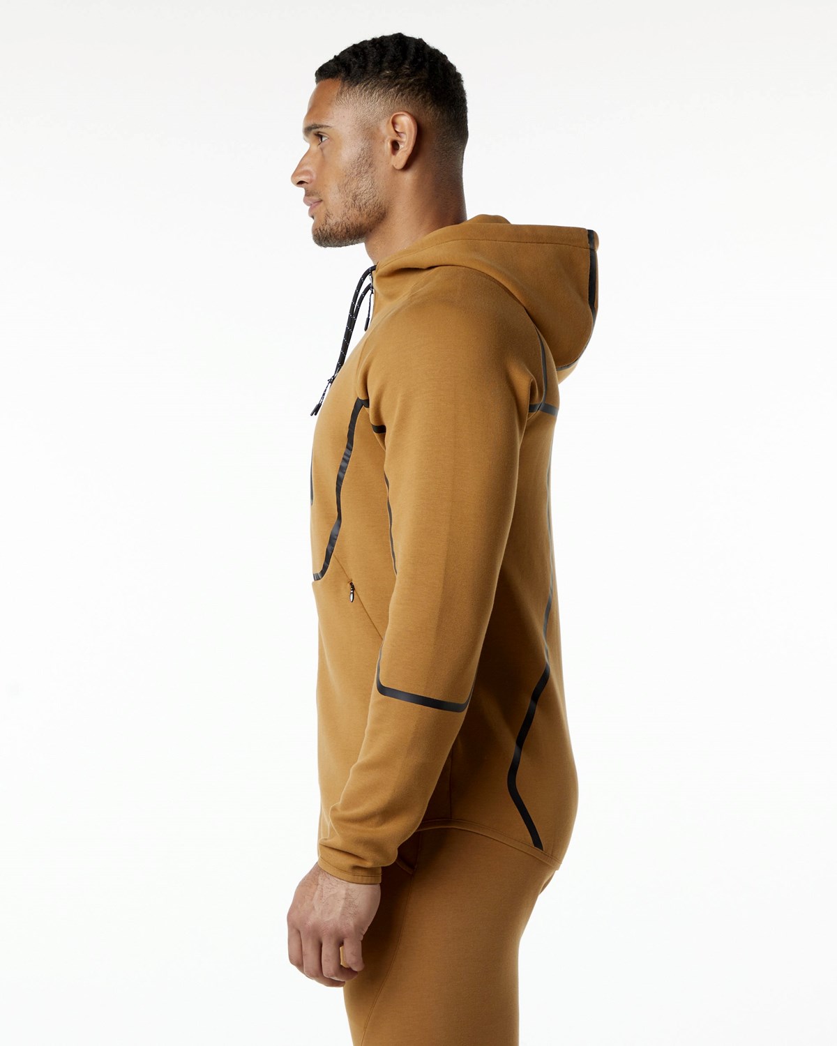 Alphalete Interlock Knit Full-Zip Hoodie Almond | FVLNI3581