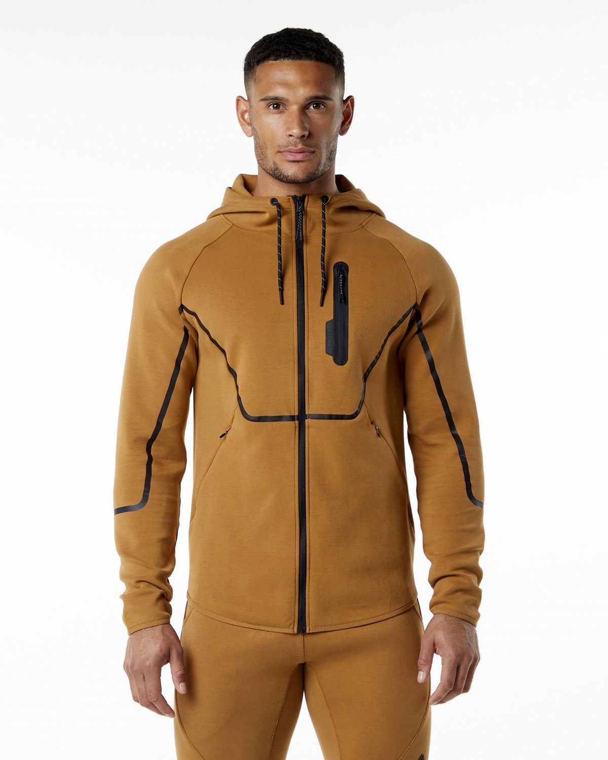 Alphalete Interlock Knit Full-Zip Hoodie Almond | FVLNI3581