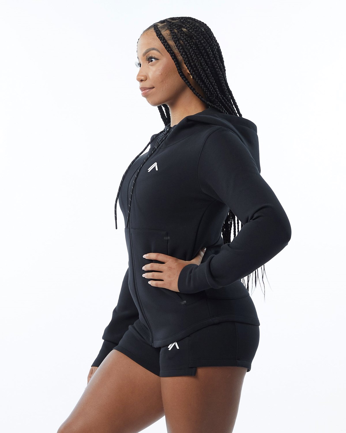 Alphalete Interlock Knit Full-Zip Hoodie Sort | GLUQN8304