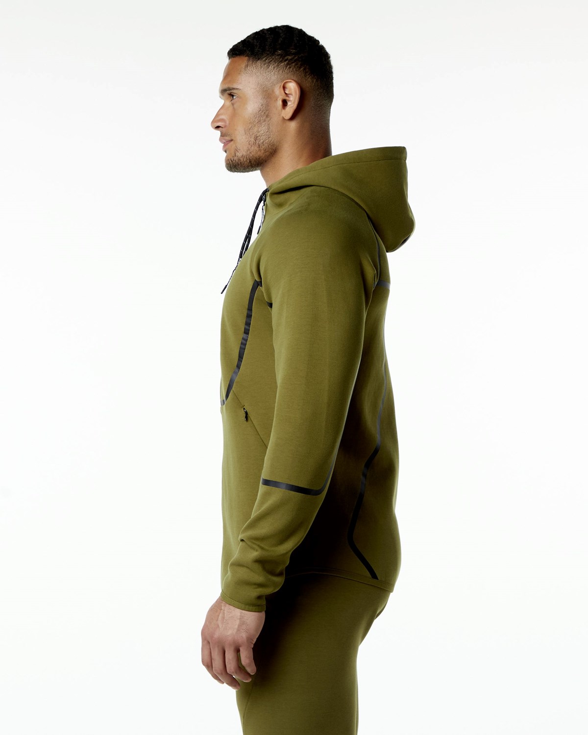 Alphalete Interlock Knit Full-Zip Hoodie Moss | GXEQW3256