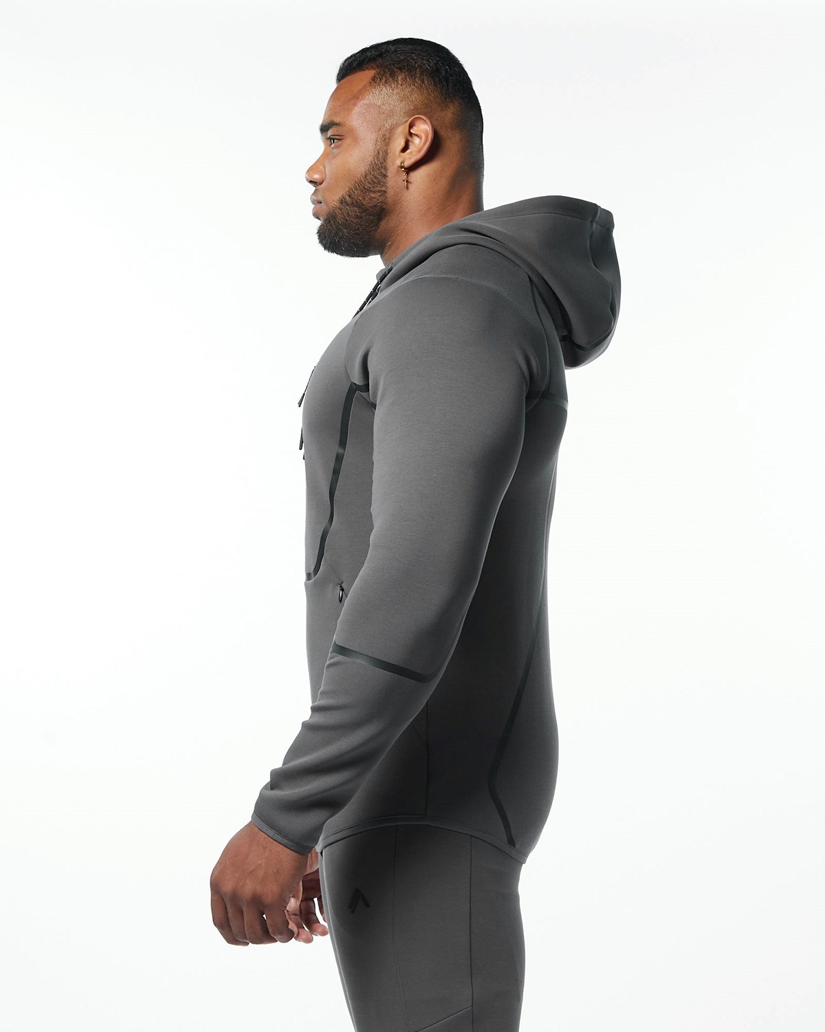 Alphalete Interlock Knit Full-Zip Hoodie Charcoal | JLHBE9256