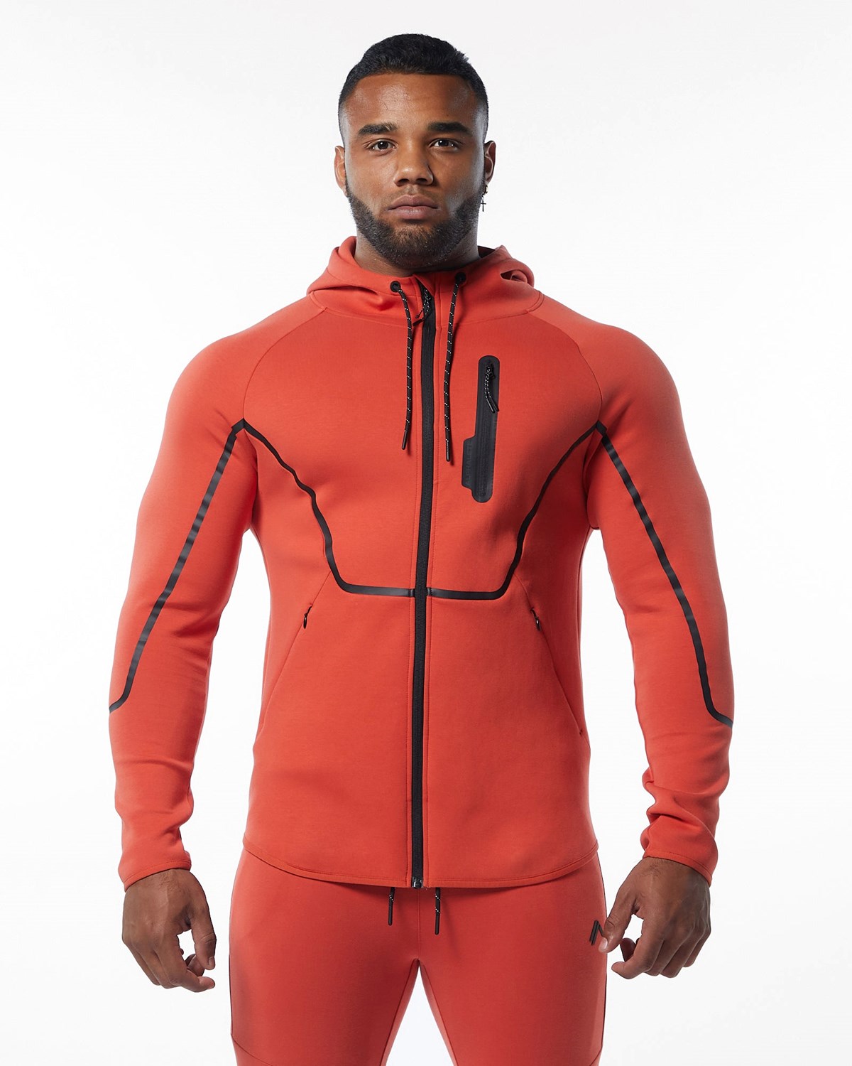 Alphalete Interlock Knit Full-Zip Hoodie Orange | RFBMI6174