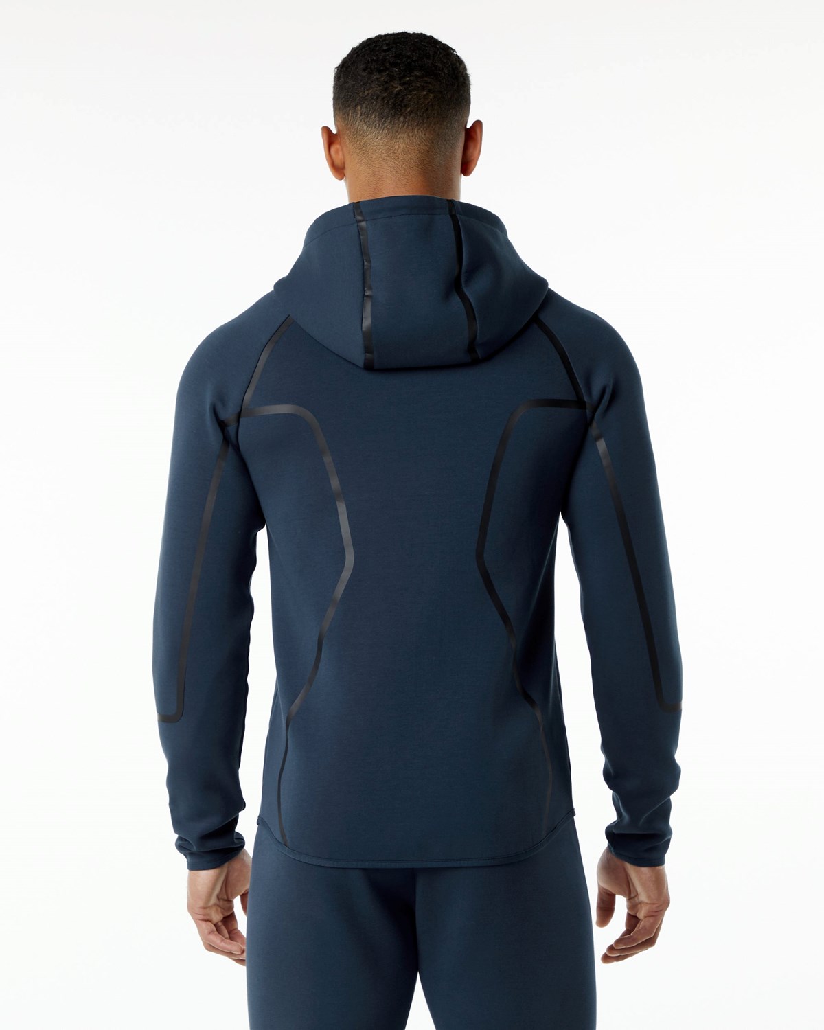 Alphalete Interlock Knit Full-Zip Hoodie Mørkeblå | UQCNI9204