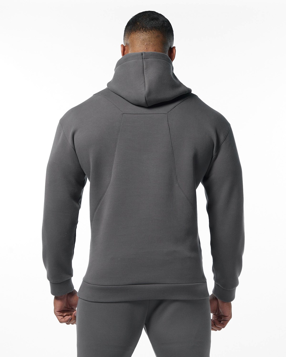 Alphalete Interlock Knit Hoodie Charcoal | IEJHD3025