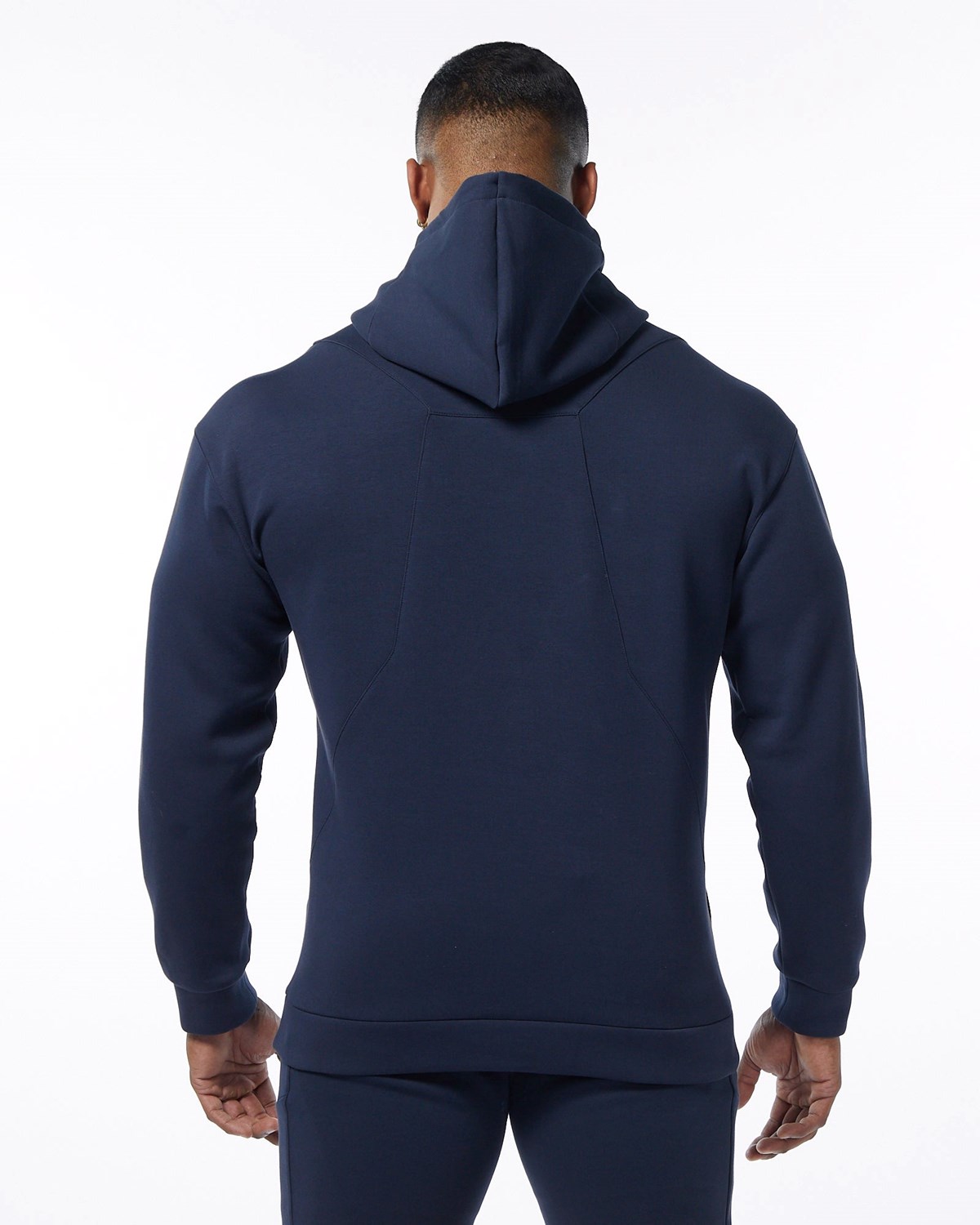 Alphalete Interlock Knit Hoodie Mørkeblå | HXRCT8157