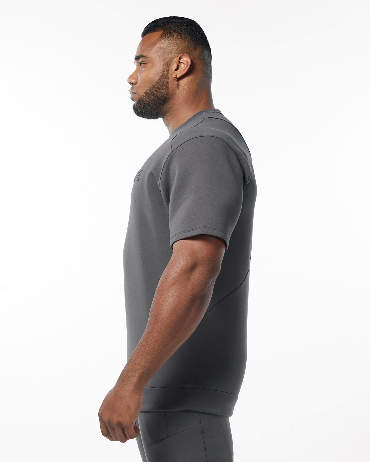 Alphalete Interlock Knit Pullover Charcoal | DRKWV6853