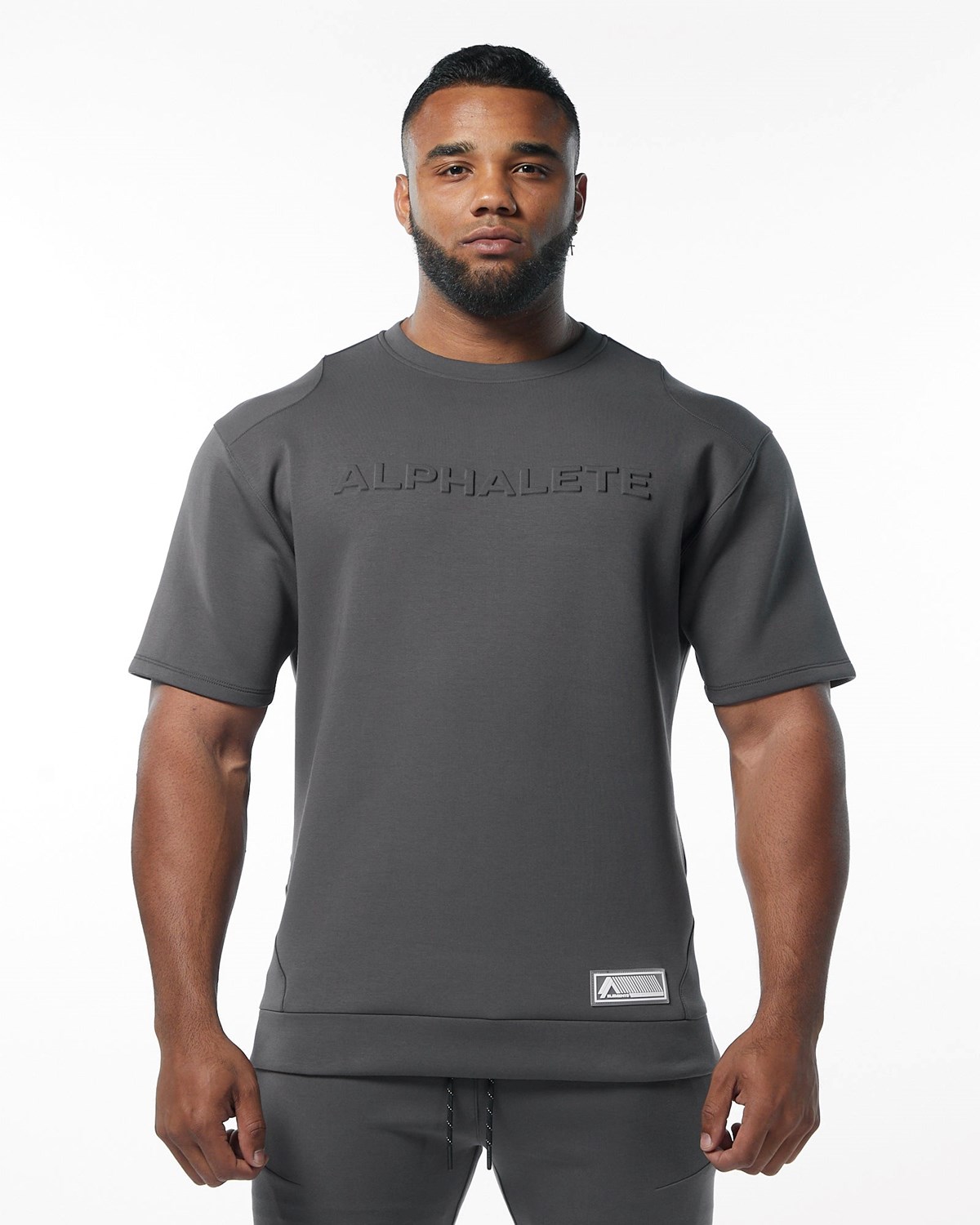 Alphalete Interlock Knit Pullover Charcoal | DRKWV6853