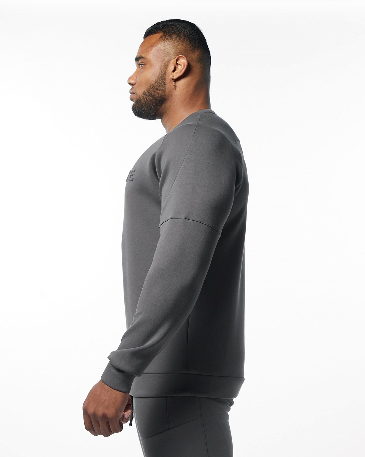 Alphalete Interlock Knit Pullover Charcoal | PNZGR8605