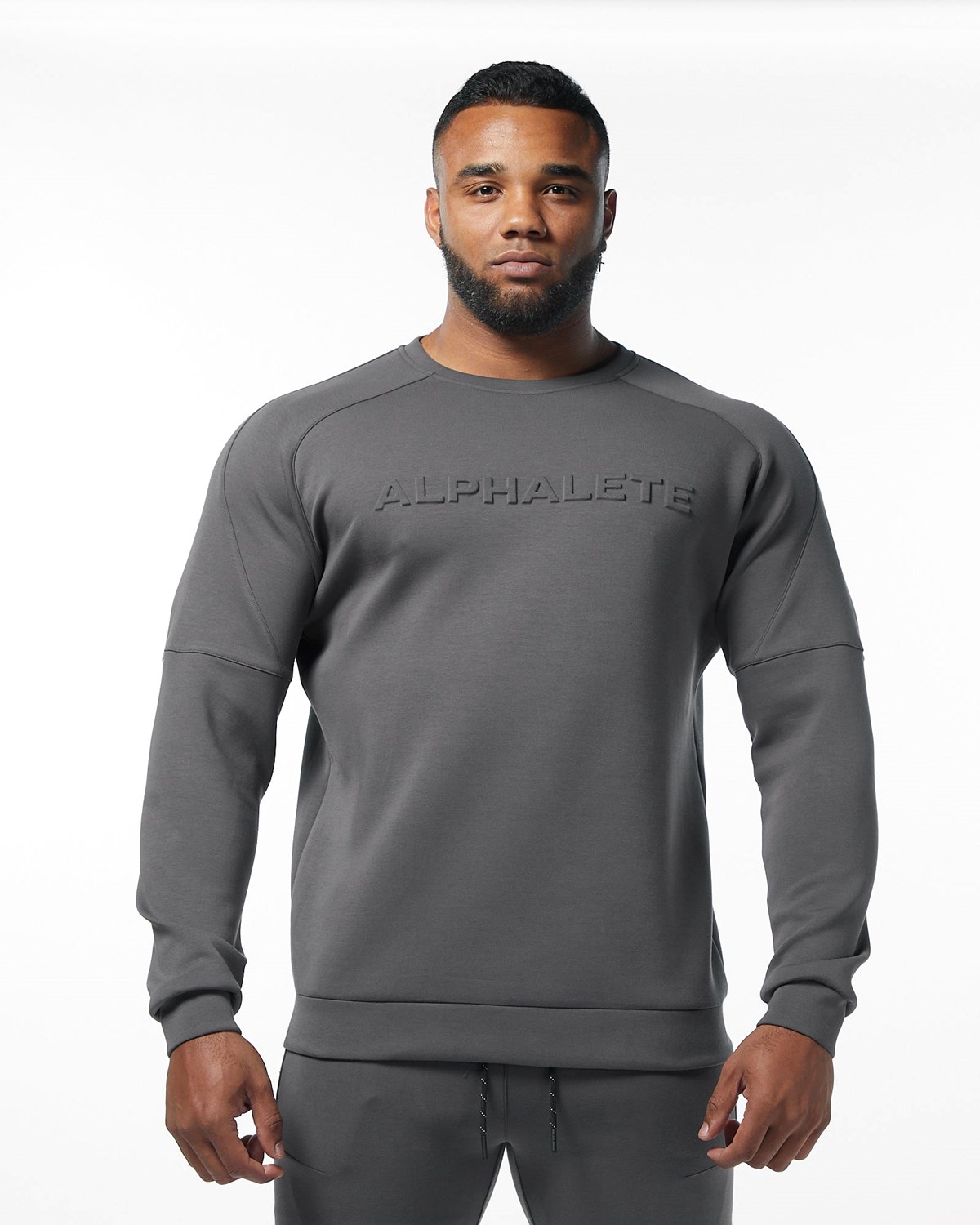 Alphalete Interlock Knit Pullover Charcoal | PNZGR8605