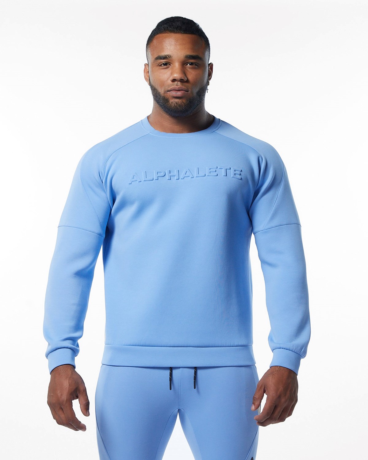 Alphalete Interlock Knit Pullover Lyseblå | ZKUTD7162