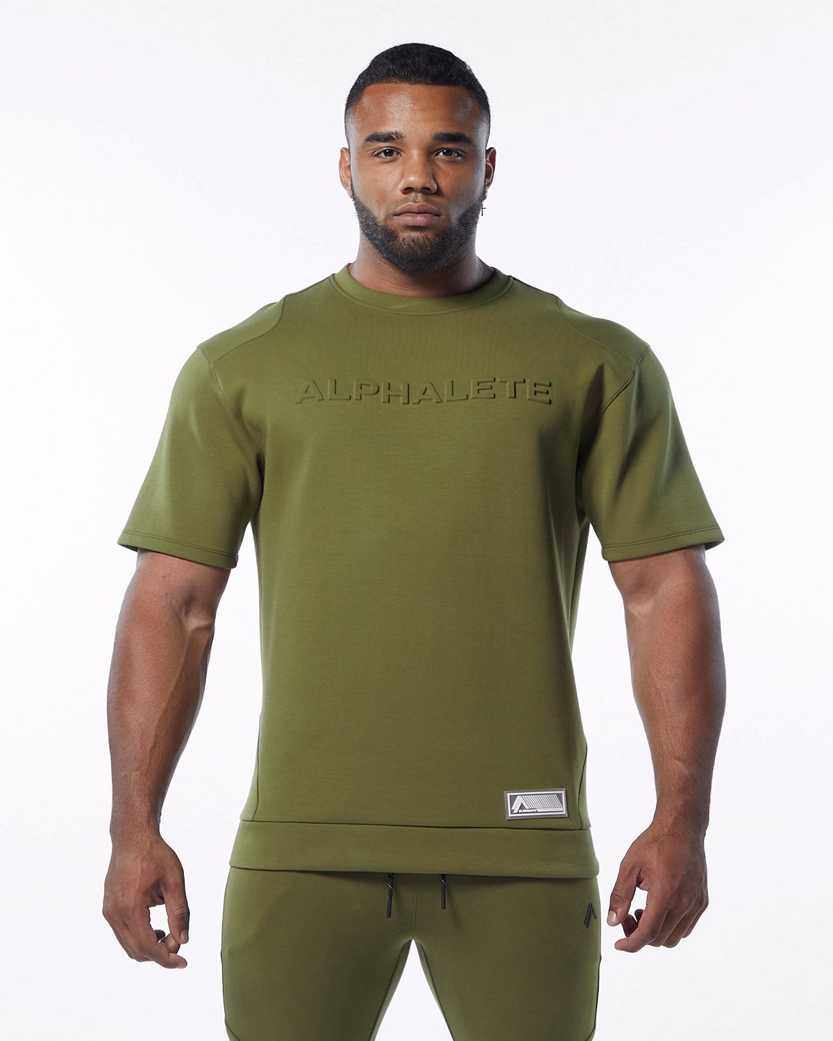 Alphalete Interlock Knit Pullover Olivengrøn | GOMQR9063