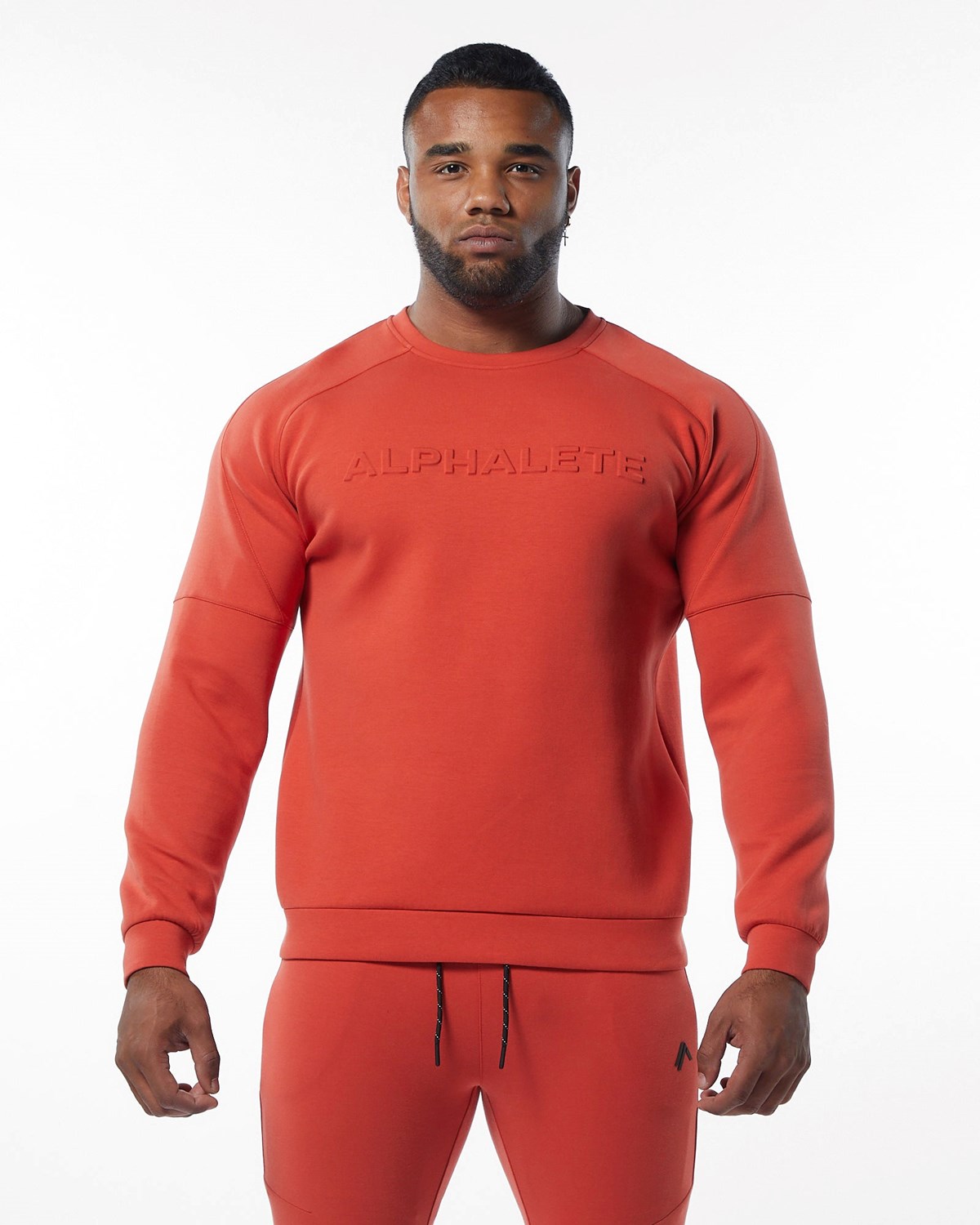 Alphalete Interlock Knit Pullover Orange | CDRWN6047