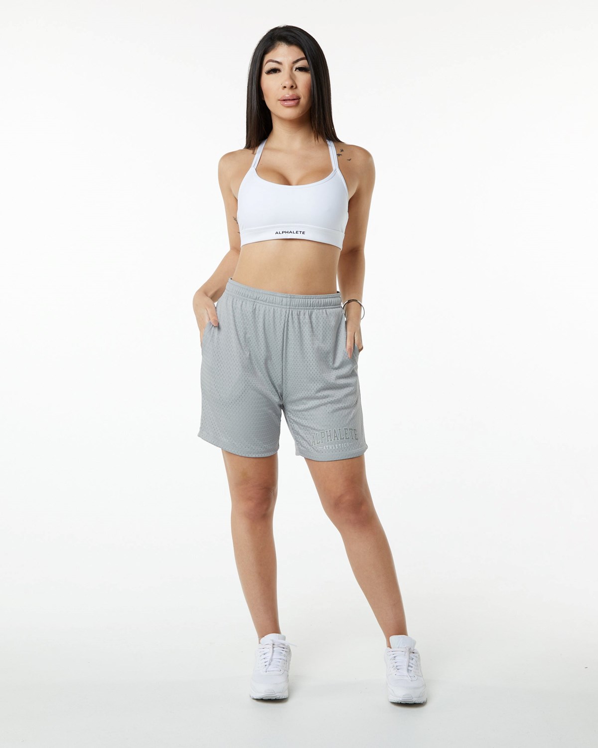 Alphalete Luxury Forede 4-Way Stretch Mesh Kort Grå | EOGAC3451