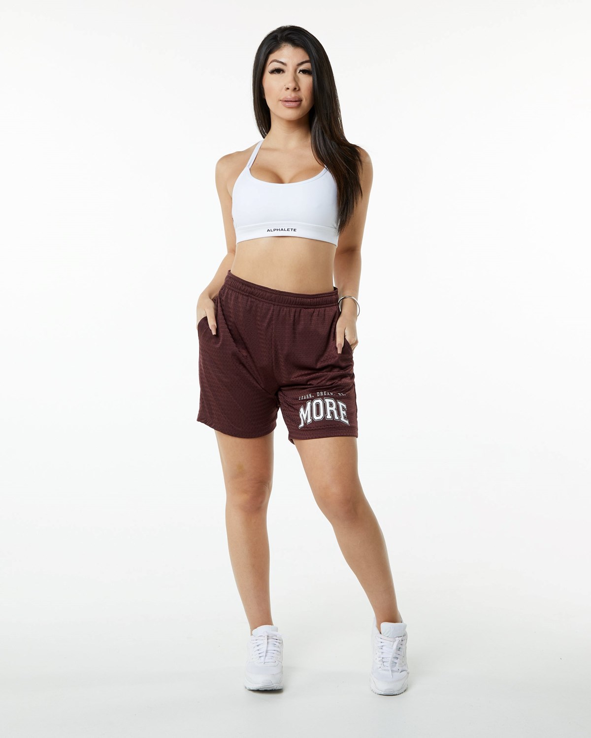 Alphalete Luxury Forede 4-Way Stretch Mesh Kort Bordeaux | IYWCJ6012