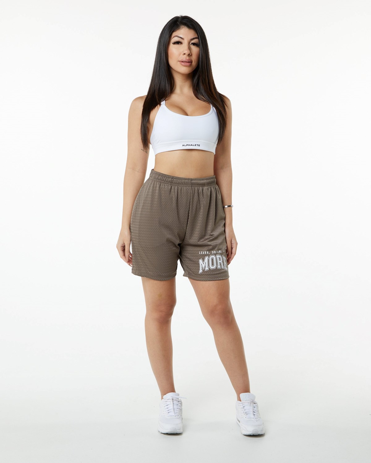 Alphalete Luxury Forede 4-Way Stretch Mesh Kort Mocha | YGKFO3894