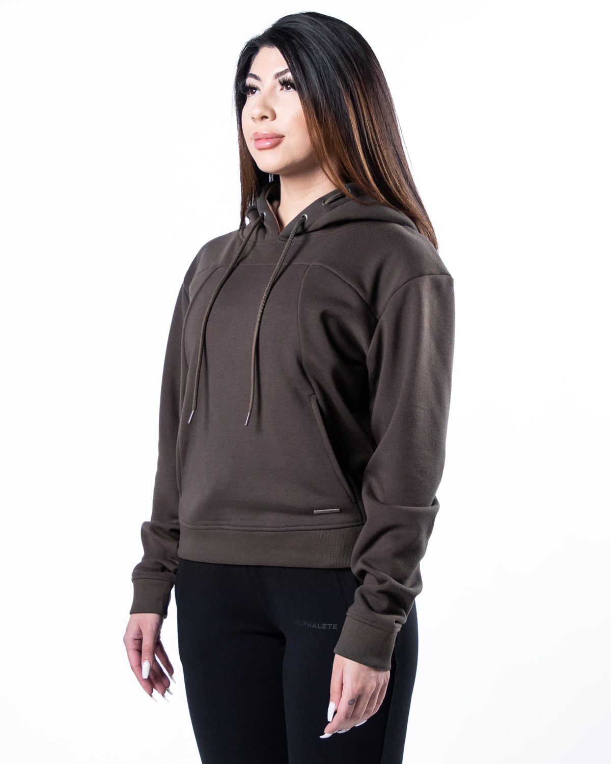 Alphalete Luxury Velvet Forede Hoodie Mørkebrune | UNACG0296