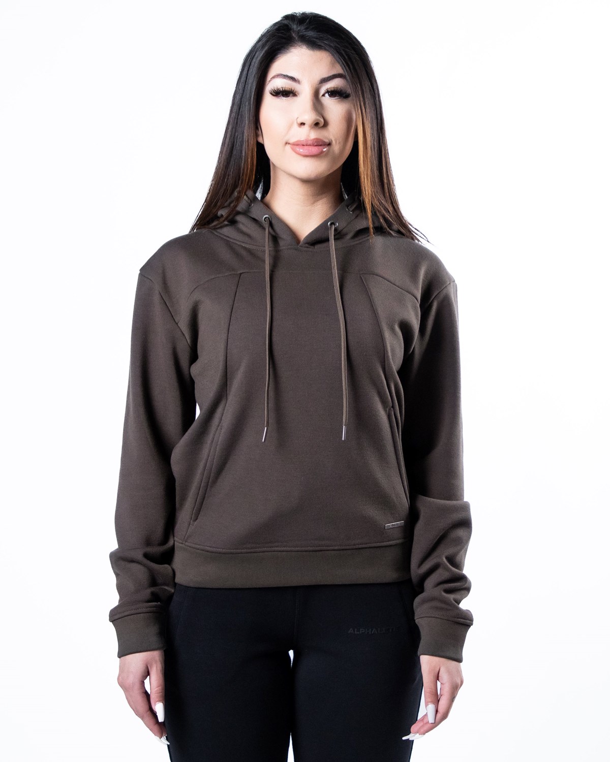 Alphalete Luxury Velvet Forede Hoodie Mørkebrune | UNACG0296