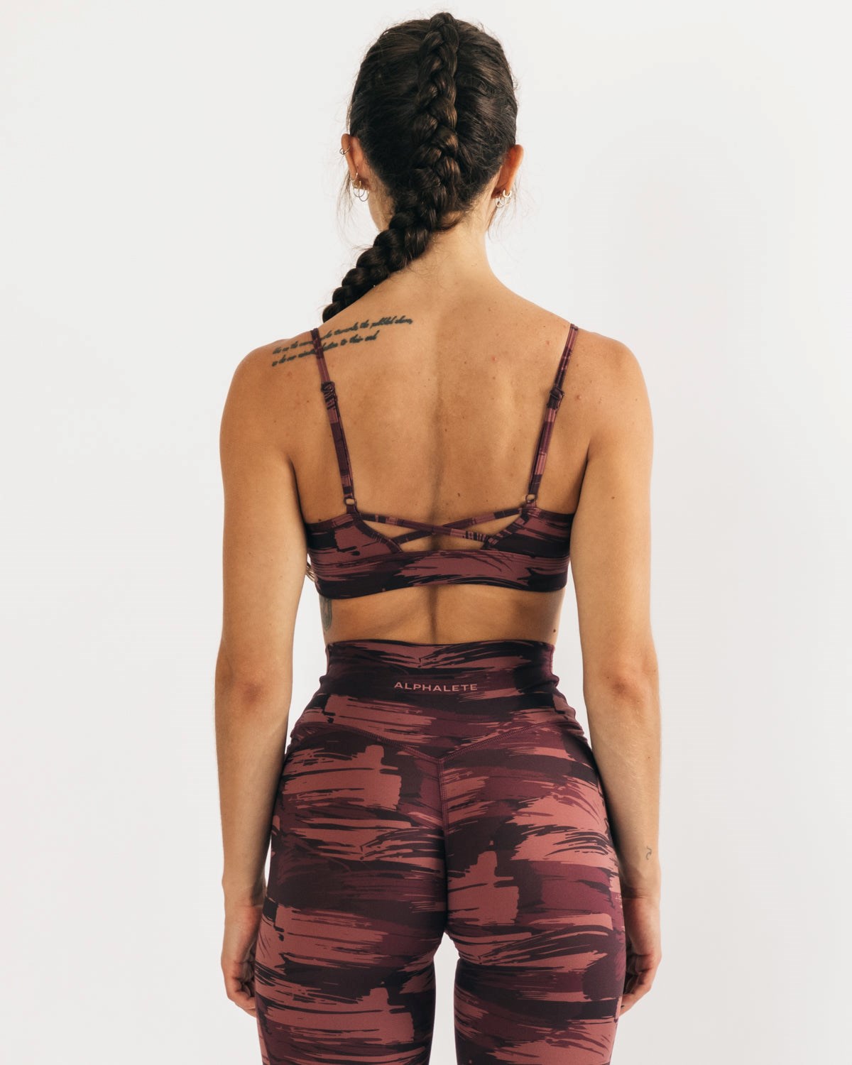 Alphalete Medium Impact Bra Bordeaux Camo | OVFBD7150