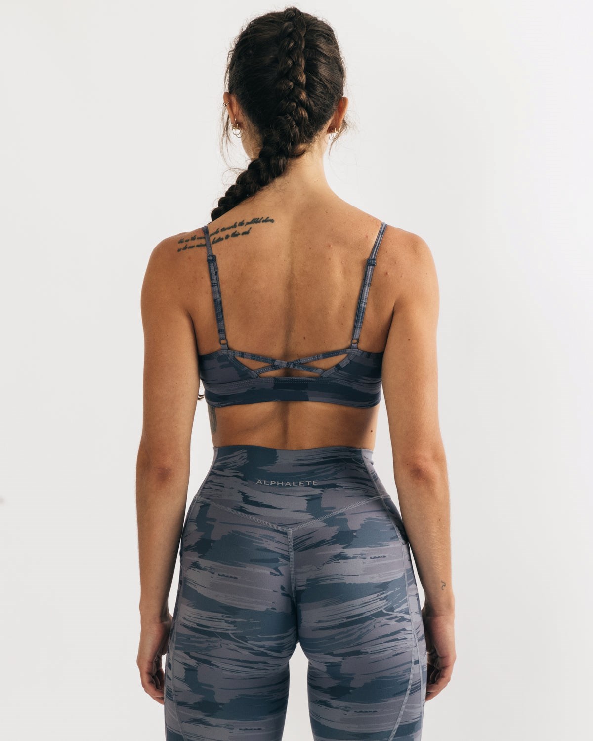 Alphalete Medium Impact Bra Grå Camo | RQUSA8137