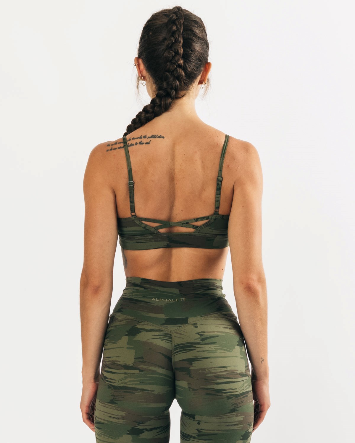 Alphalete Medium Impact Bra Olivengrøn Camo | EJIQW3714