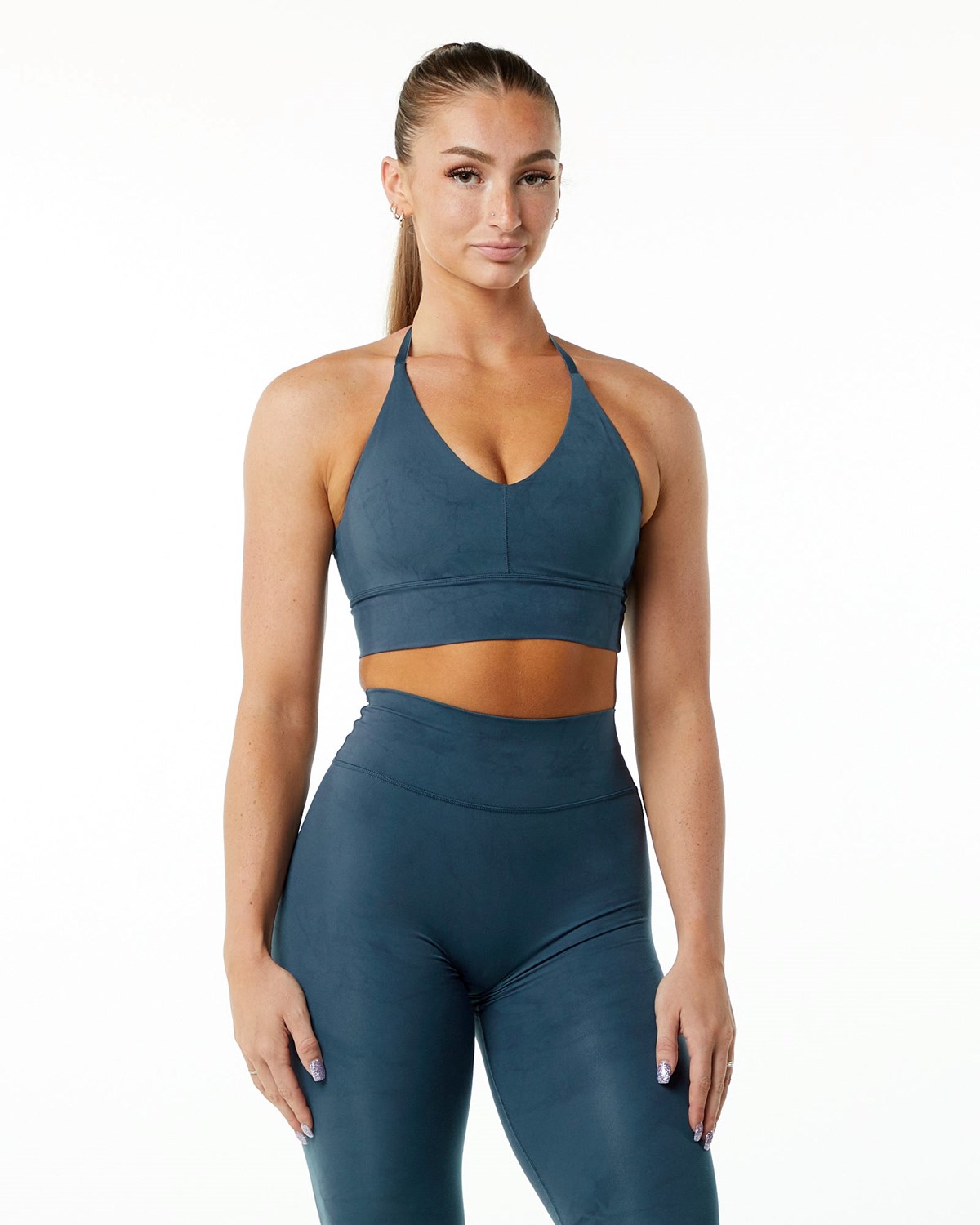 Alphalete Medium-Impact Luxury Sports Bra Blå | BYNCJ4187