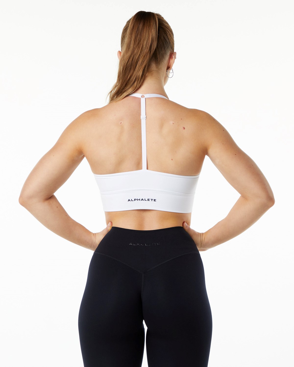 Alphalete Medium-Impact Luxury Sports Bra Hvide | WGNUV7589