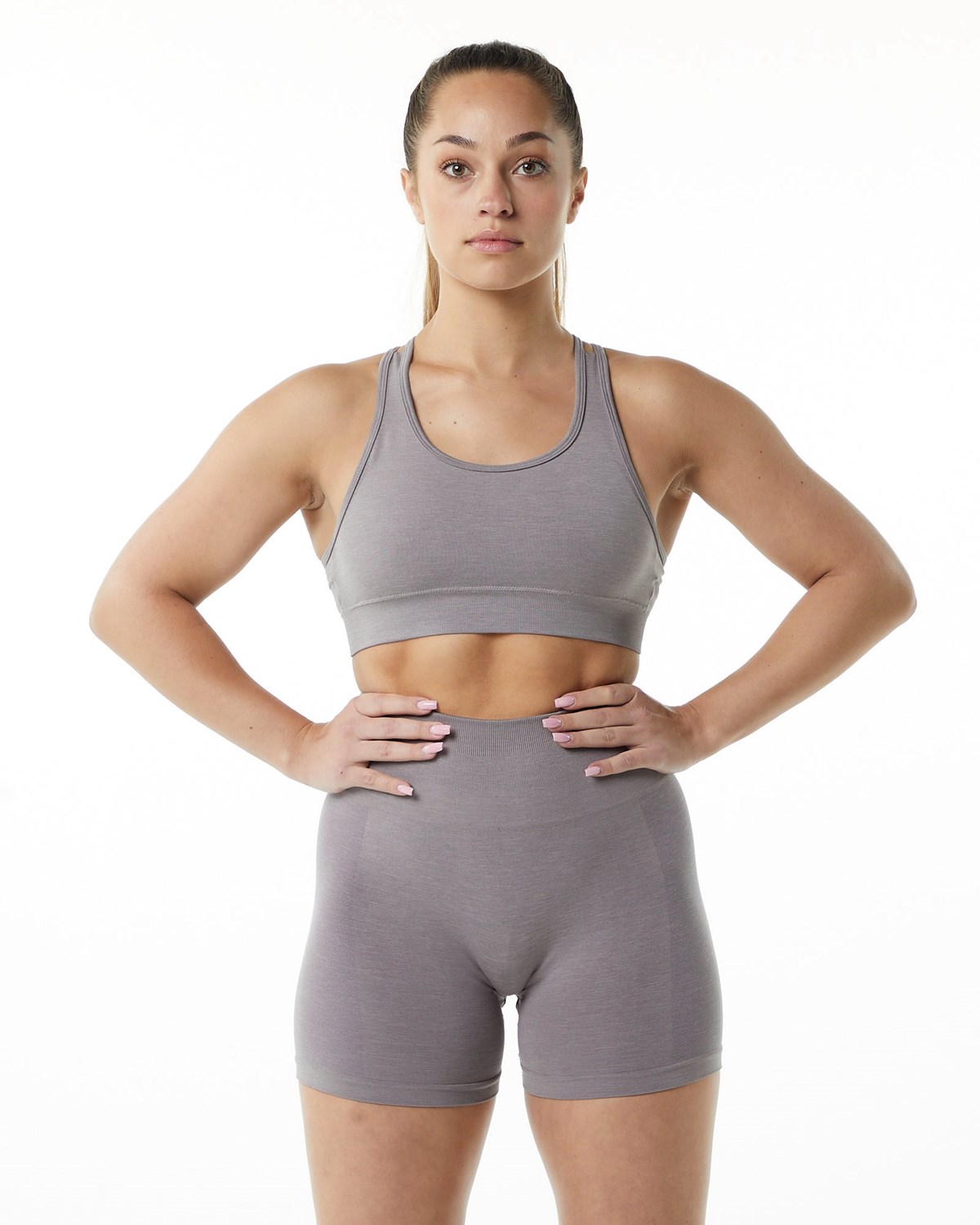 Alphalete Medium-Impact Seamless Sports Bra Grå | CSAGU8352