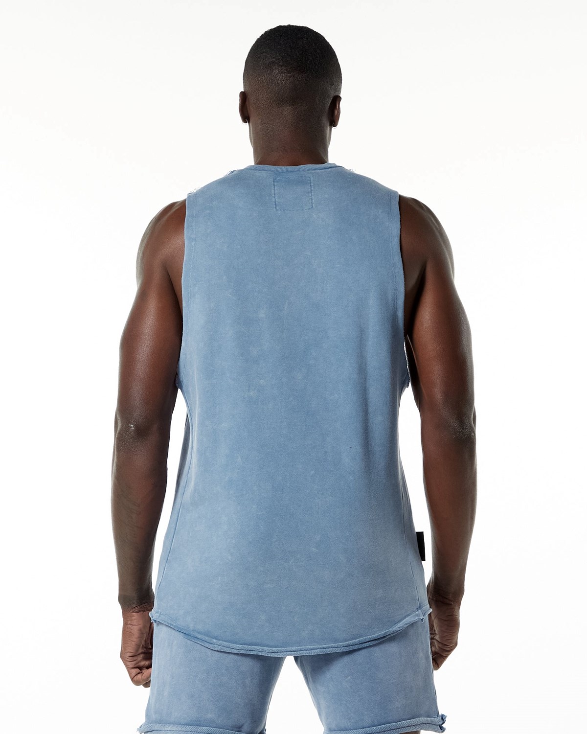 Alphalete Mid-Weight Washed Terry Cutoff Blå | JLBKN5624