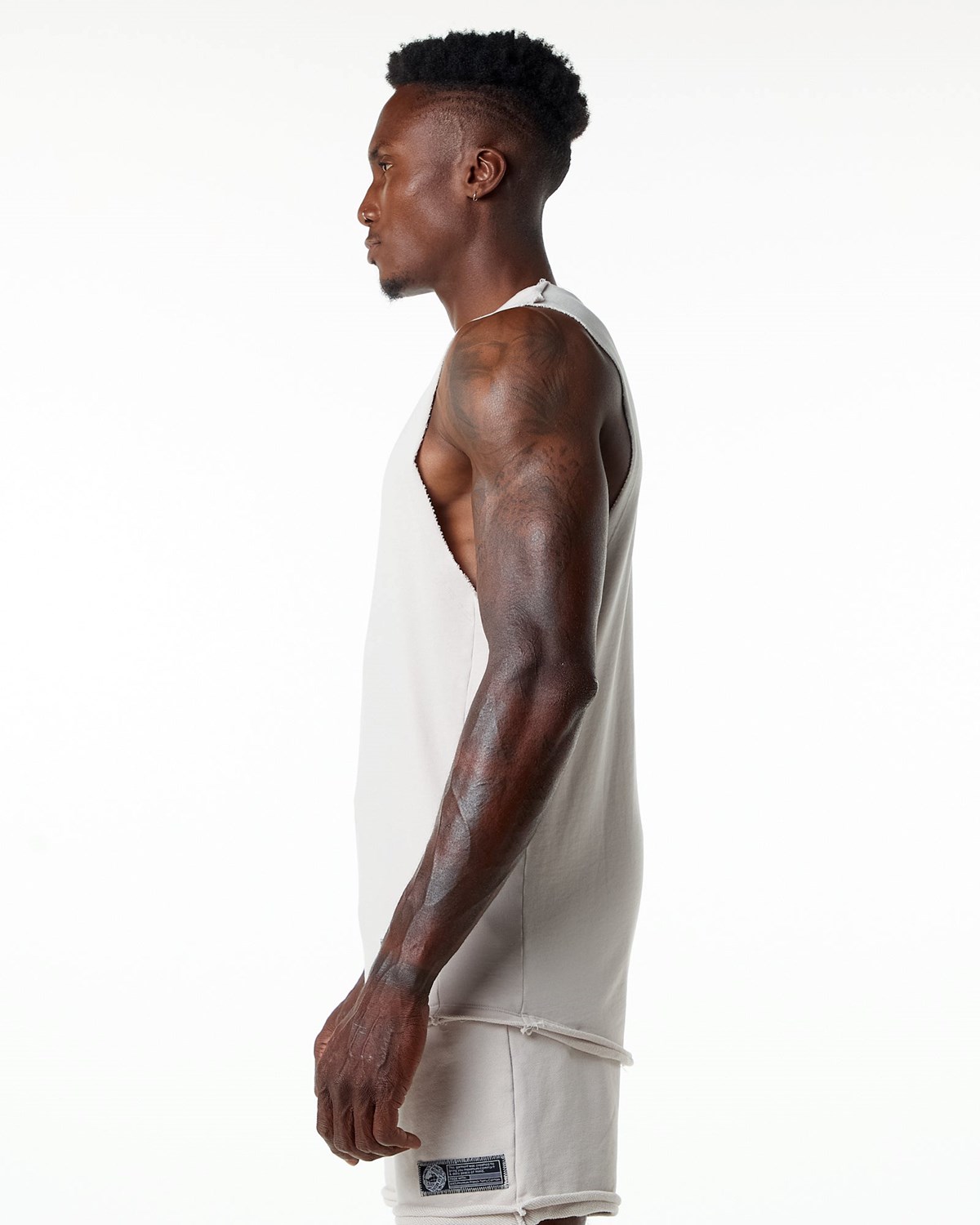 Alphalete Mid-Weight Washed Terry Cutoff Moonstone | JXKIQ2536