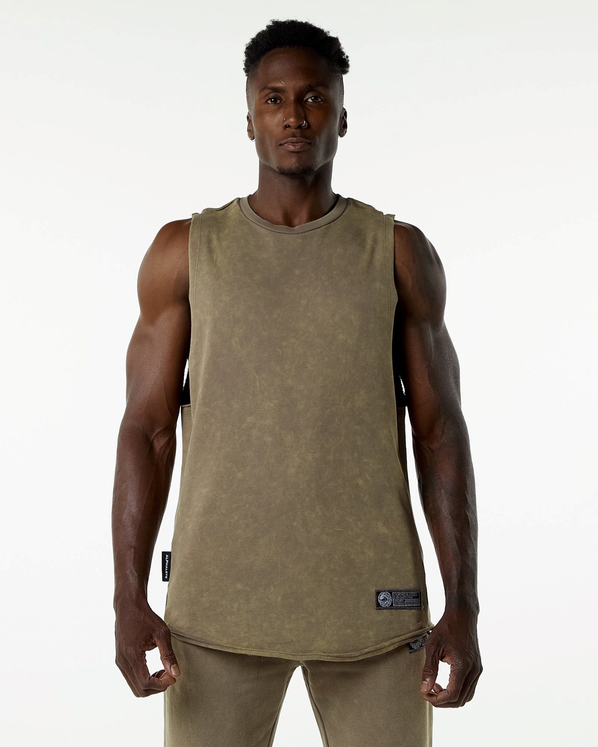 Alphalete Mid-Weight Washed Terry Cutoff Smokey Quartz | PHXAL3785