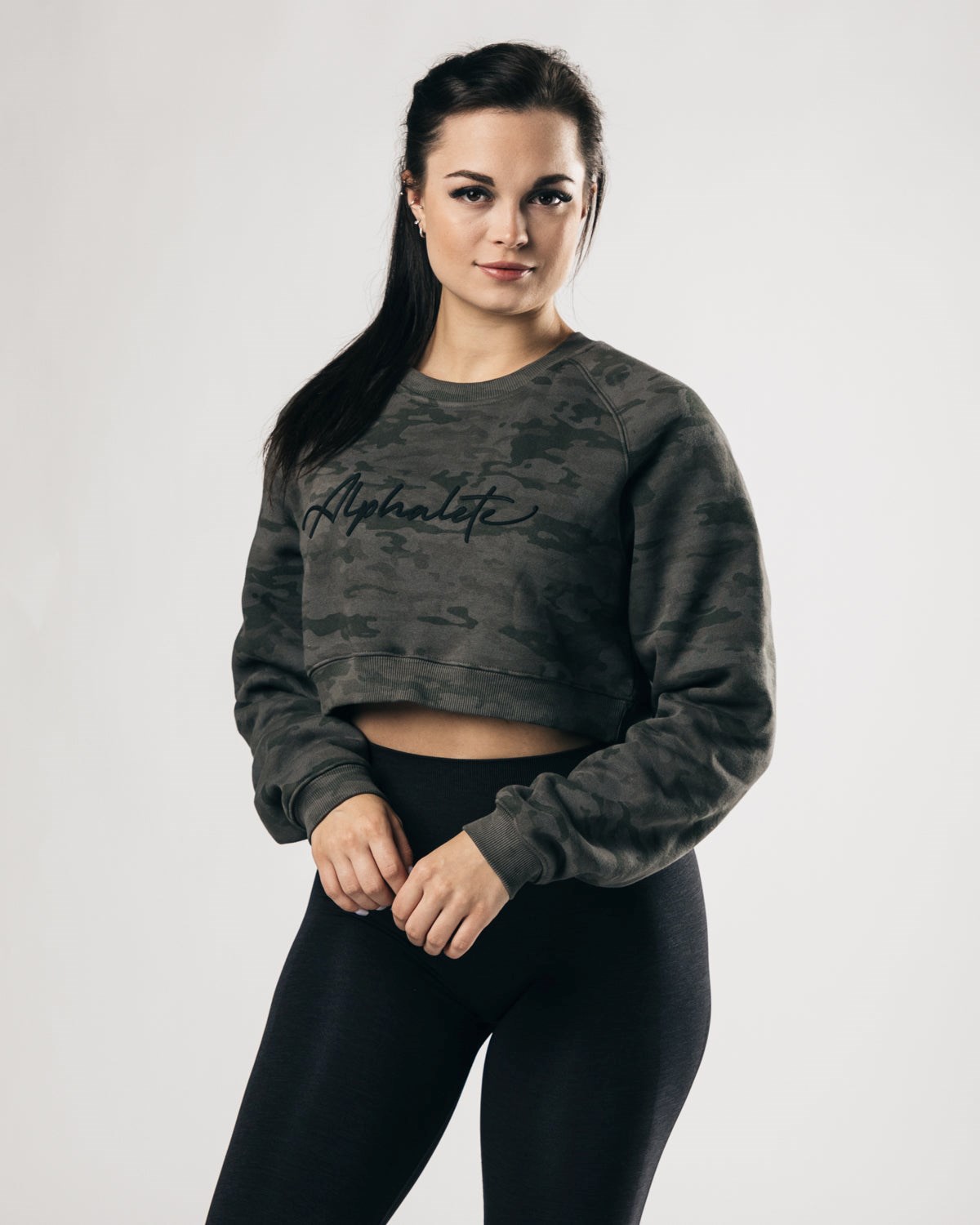 Alphalete Oversized Fleece Cropped Sweater Grøn | GZFUO8467