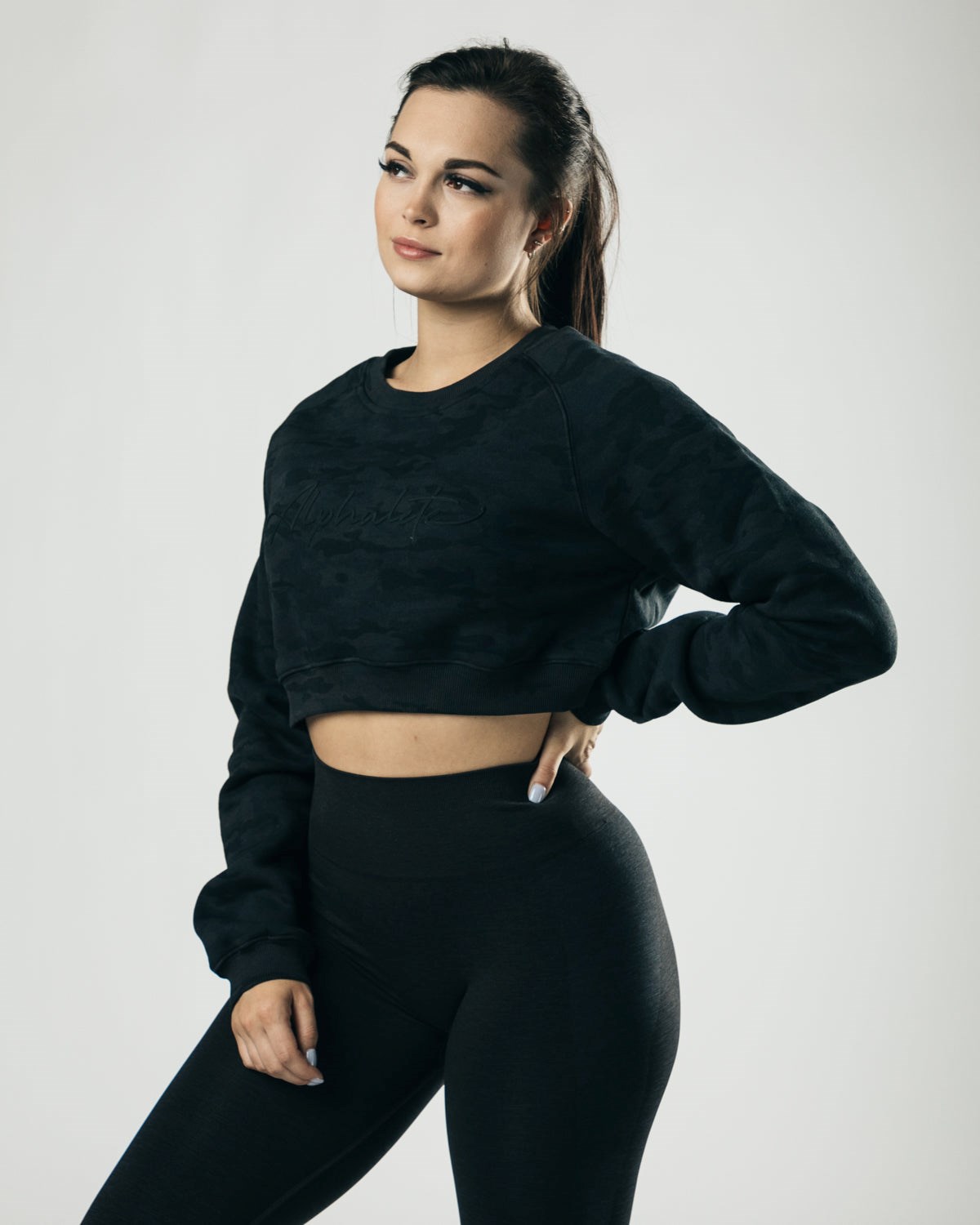 Alphalete Oversized Fleece Cropped Sweater Darkest Hour | NCPQT5169