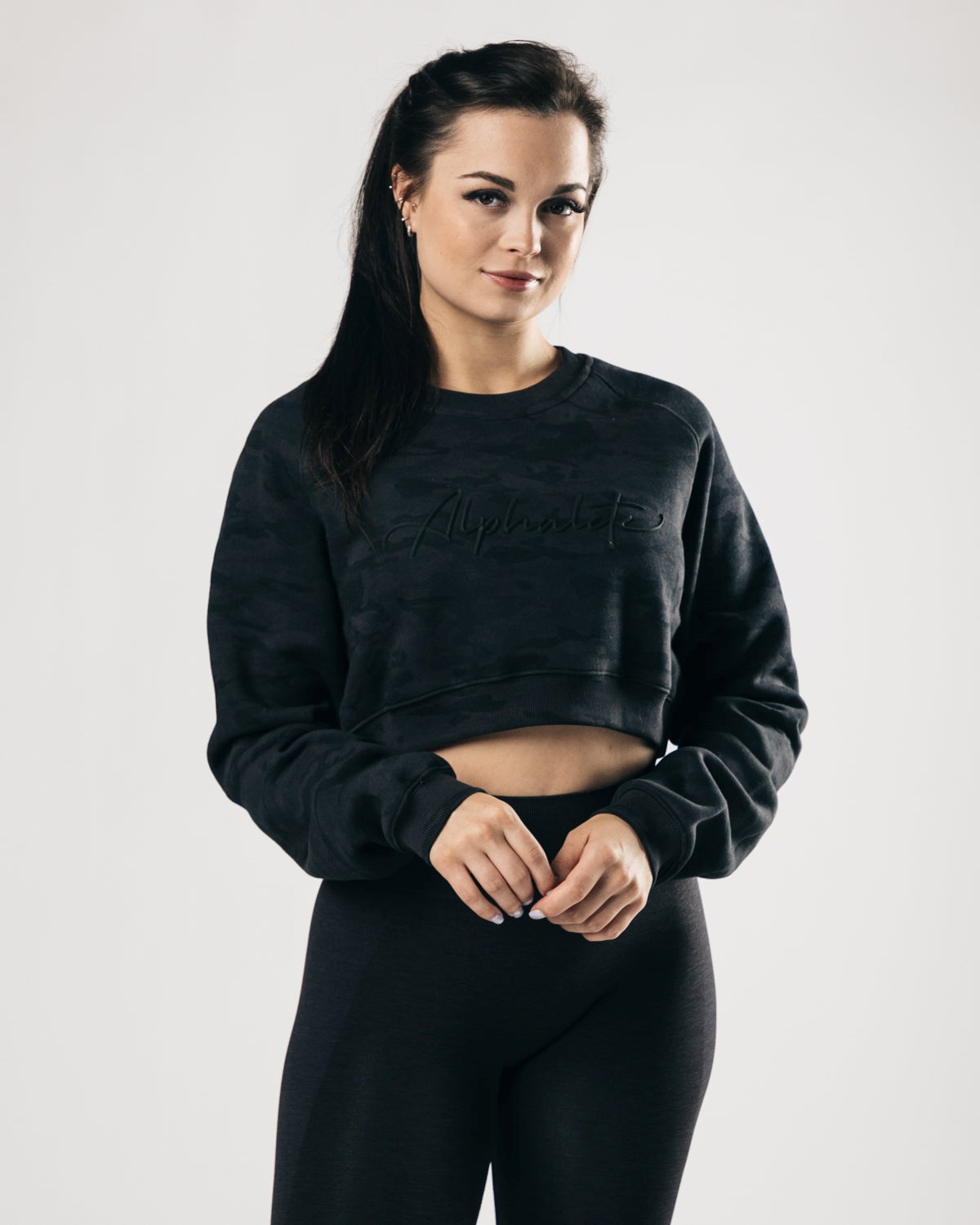 Alphalete Oversized Fleece Cropped Sweater Darkest Hour | NCPQT5169