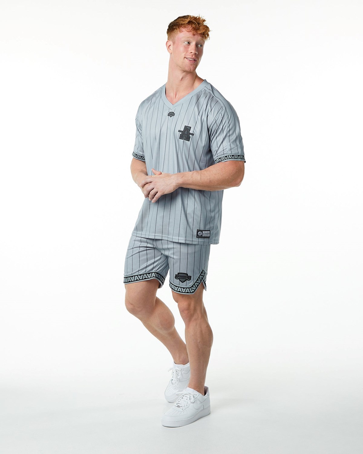 Alphalete Oversized Kort Sleeve Jersey Grå | KPWTY0978