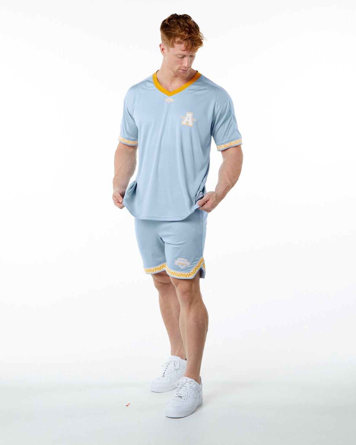 Alphalete Oversized Kort Sleeve Jersey Lyseblå | ZJPUN7965