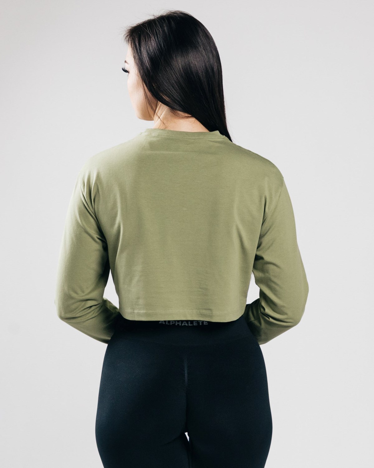 Alphalete Oversized Performance Long Sleeve Crop Grøn | FJHCR4810