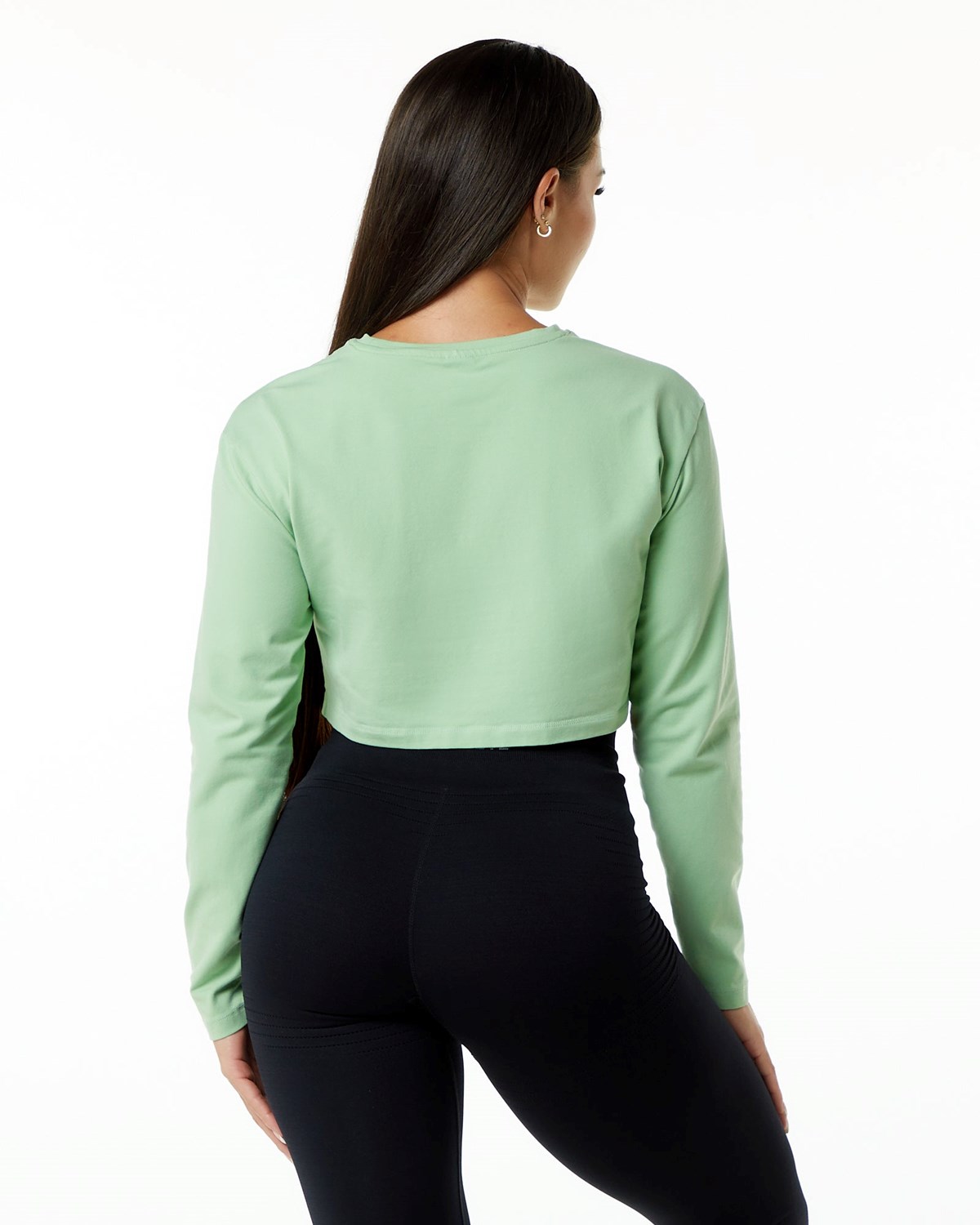 Alphalete Oversized Performance Long Sleeve Crop Pistachio | FZIMO6834