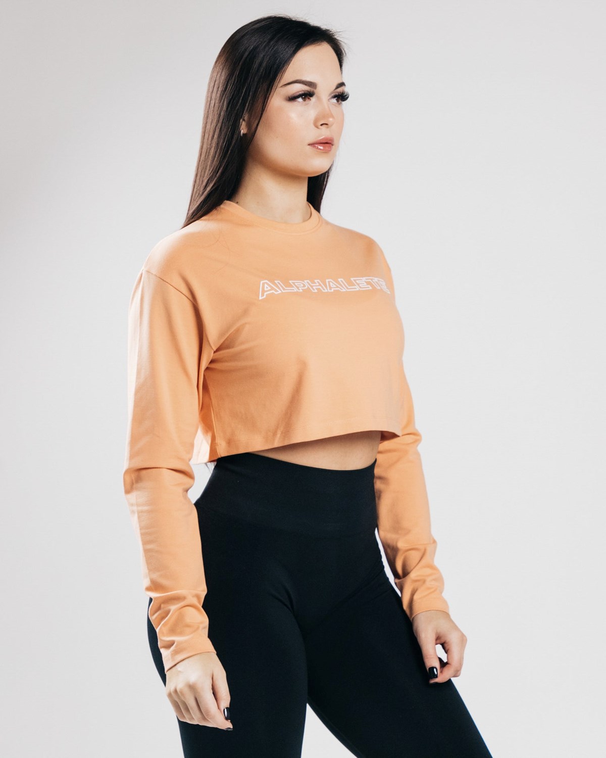 Alphalete Oversized Performance Long Sleeve Crop Orange | LZUQT5901