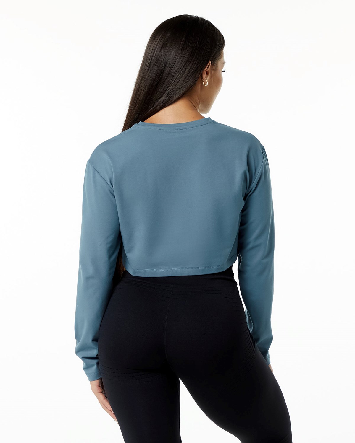 Alphalete Oversized Performance Long Sleeve Crop Blå | REFVZ3924