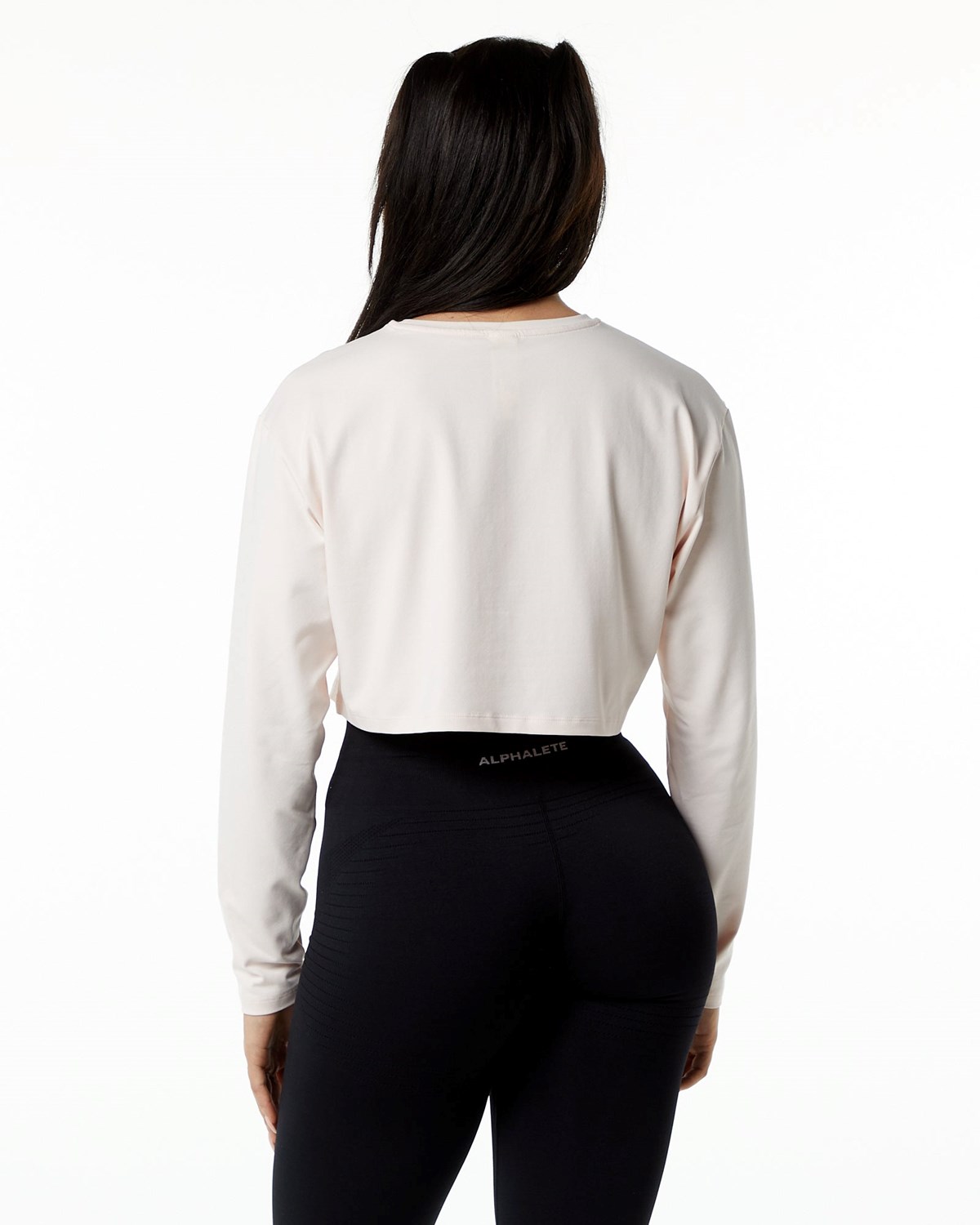 Alphalete Oversized Performance Long Sleeve Crop Blush | SFNPX7486