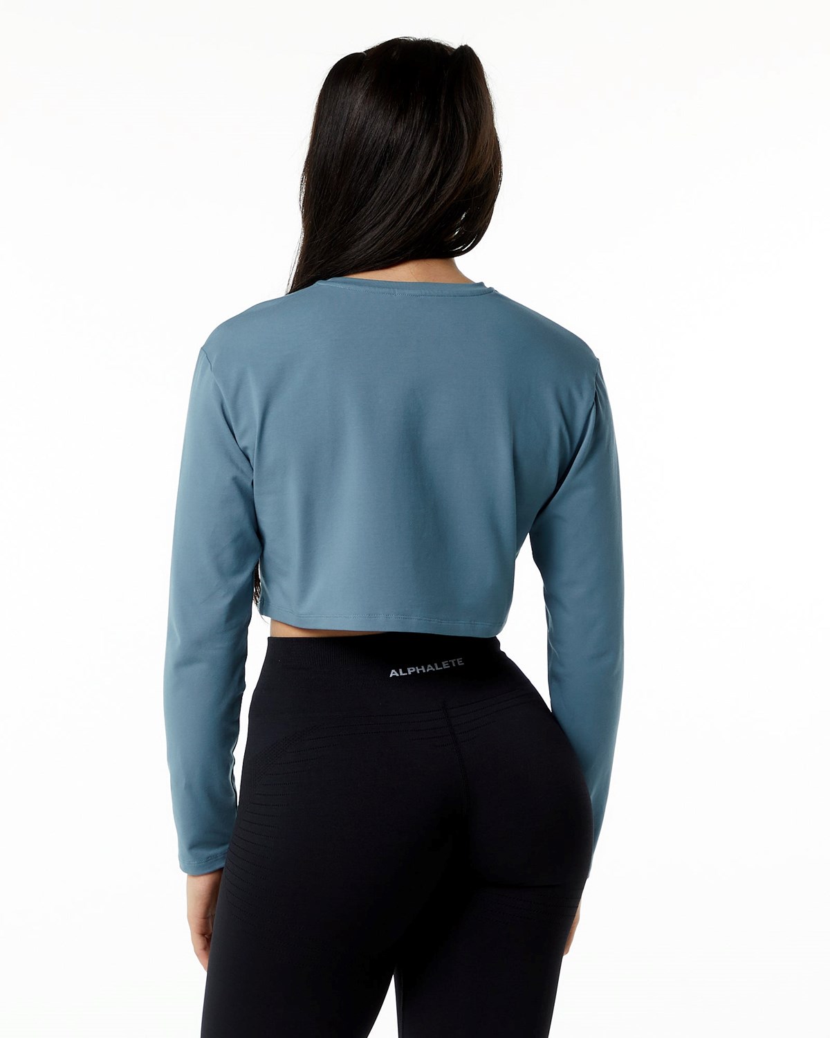 Alphalete Oversized Performance Long Sleeve Crop Blå | UEPWH6785