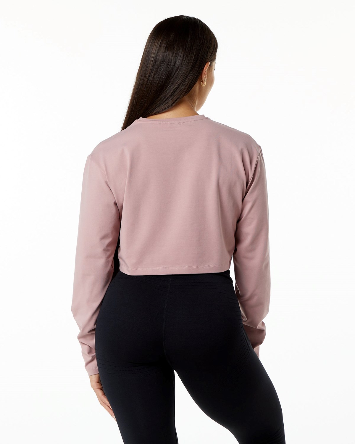 Alphalete Oversized Performance Long Sleeve Crop Mauve | XDITS4029