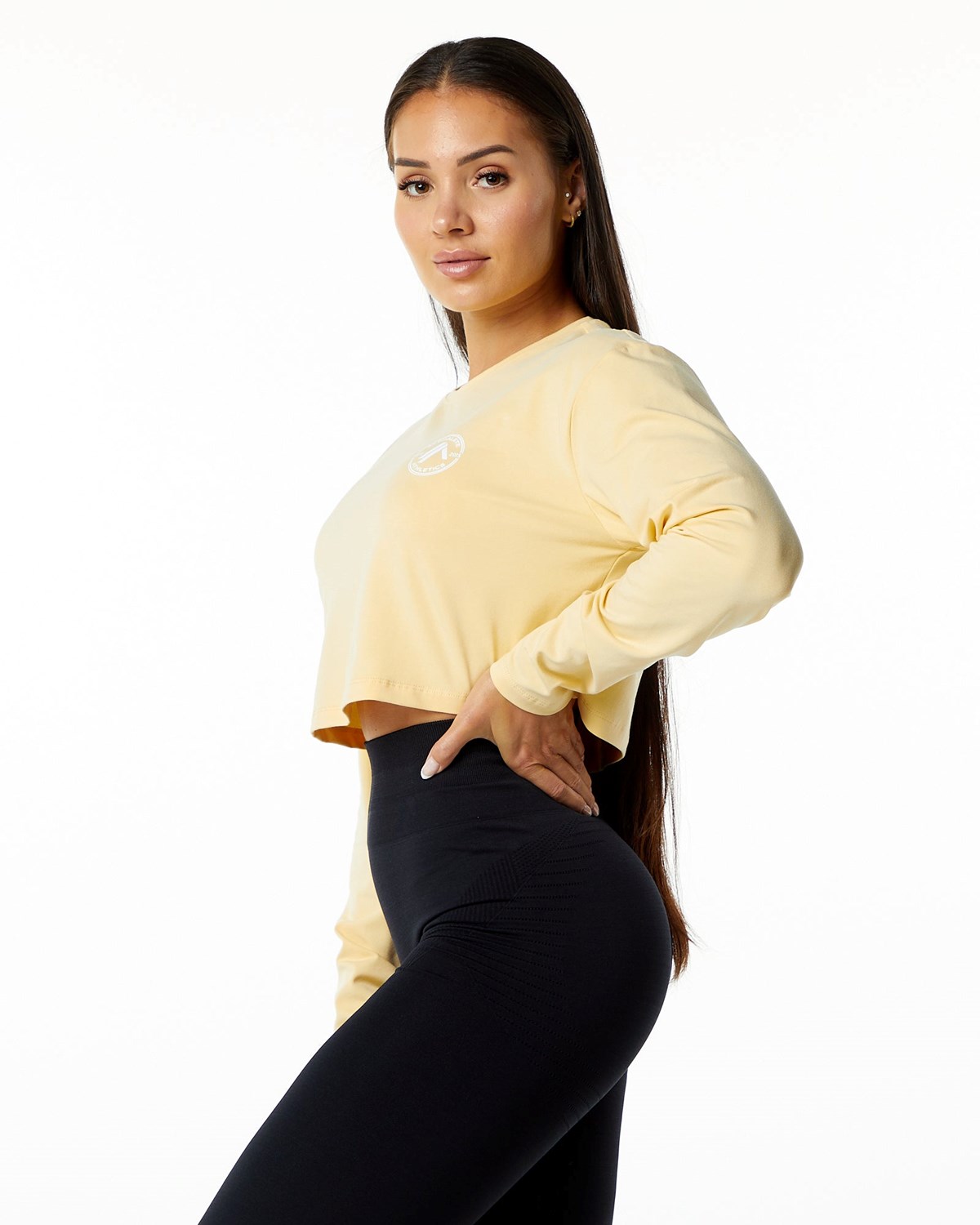 Alphalete Oversized Performance Long Sleeve Crop Daffodil | XZBQE1647