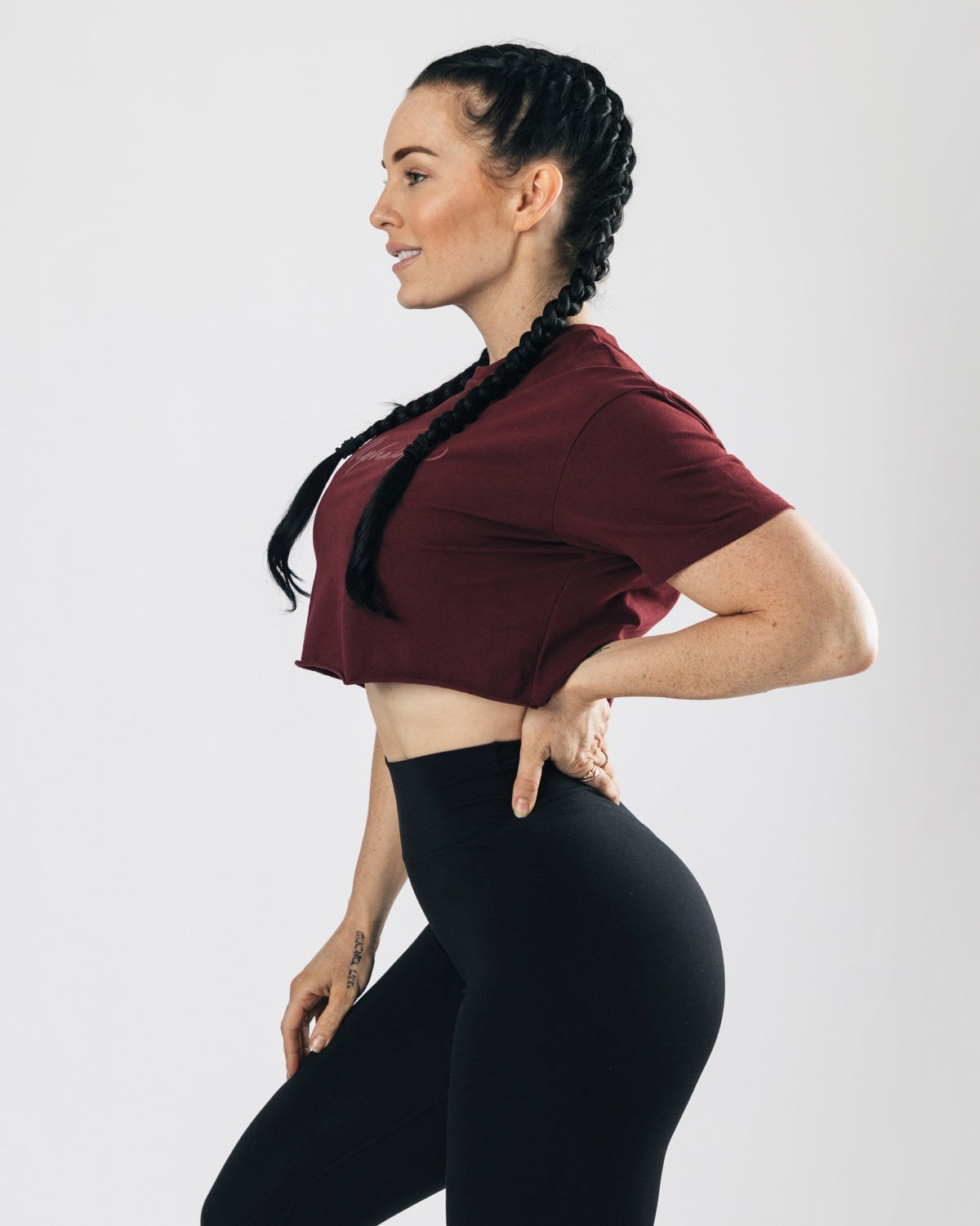 Alphalete Oversized Raw-Cut Kort Sleeve Crop Bordeaux | XCBFJ4750