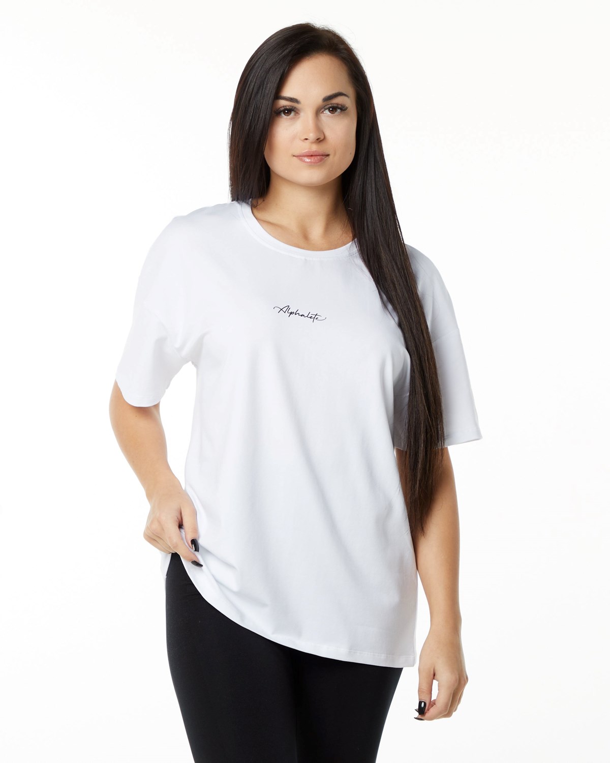 Alphalete Performance Kort Sleeve Hvide | LDTPV1748