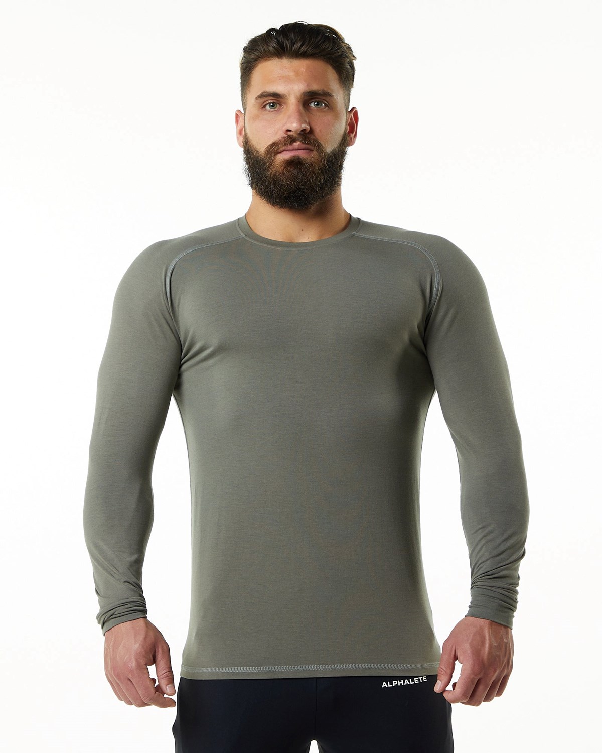 Alphalete Premium Epaulette Long Sleeve Tee Grå | ALHWU8756