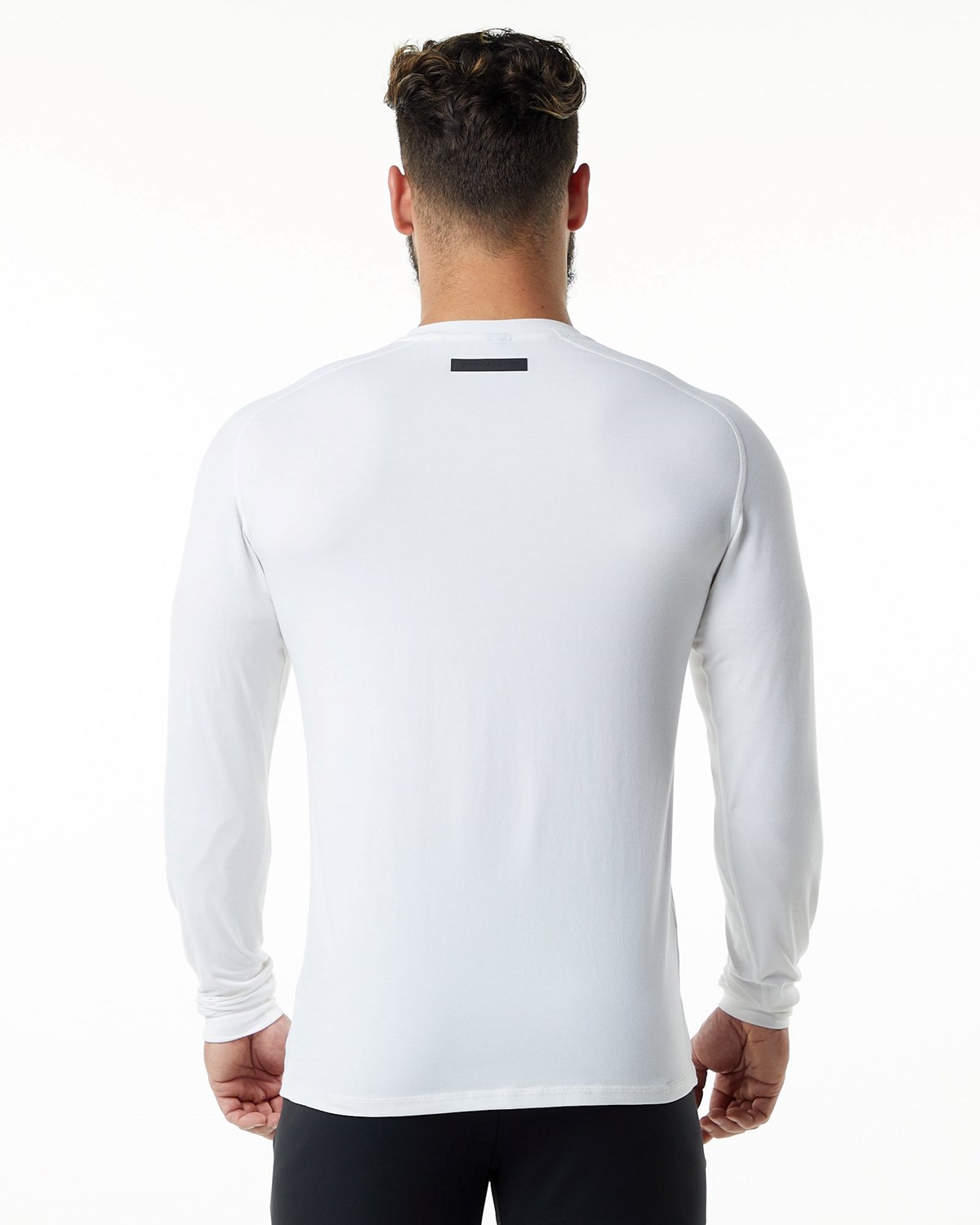 Alphalete Premium Epaulette Long Sleeve Tee Hvide | SQGVM4039